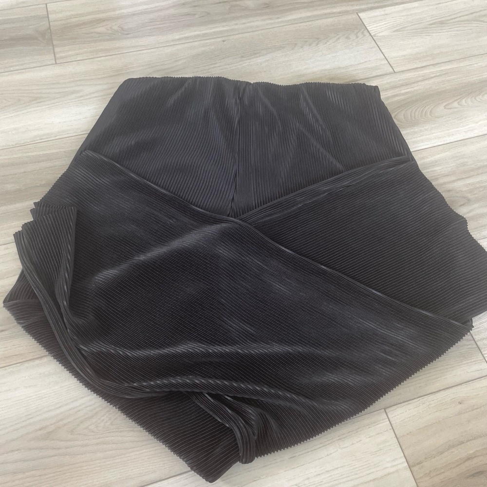 WAYF Black Wideleg Elastic Waist Pleated Pinstripe Trousers Pants Size XL - Picture 5 of 5